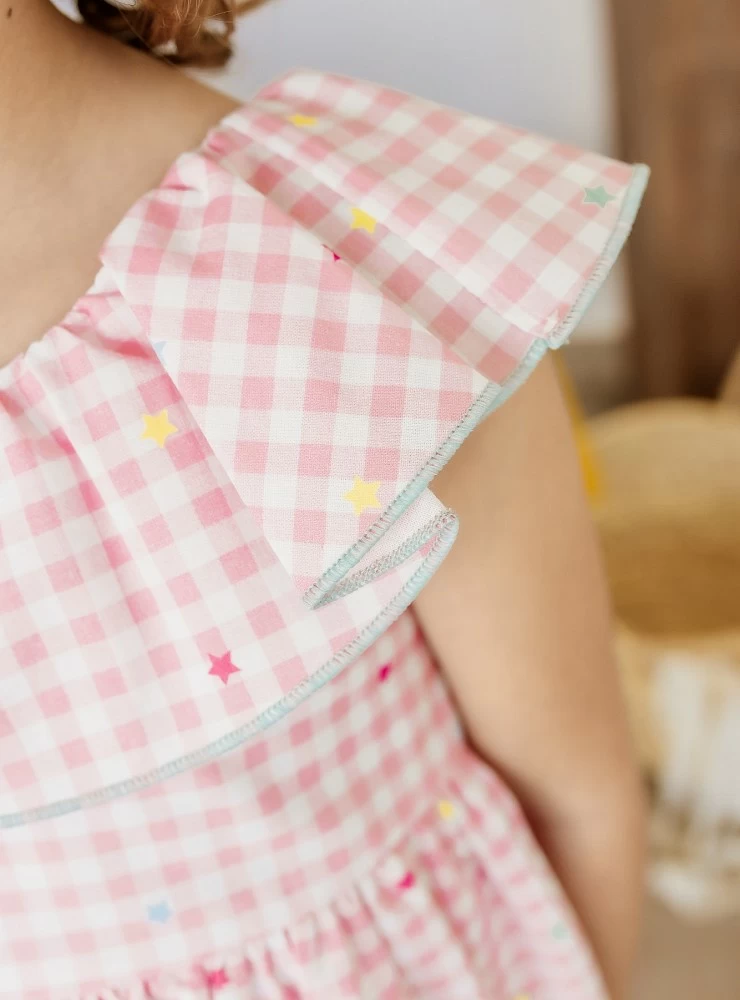 Strawberry gingham dress by Mon Petit bonbon