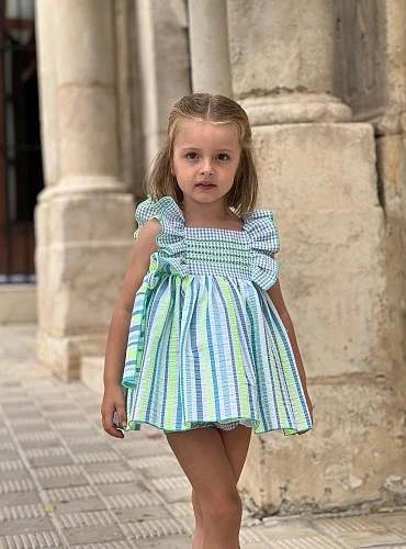 Striped baby outfit and bloomers