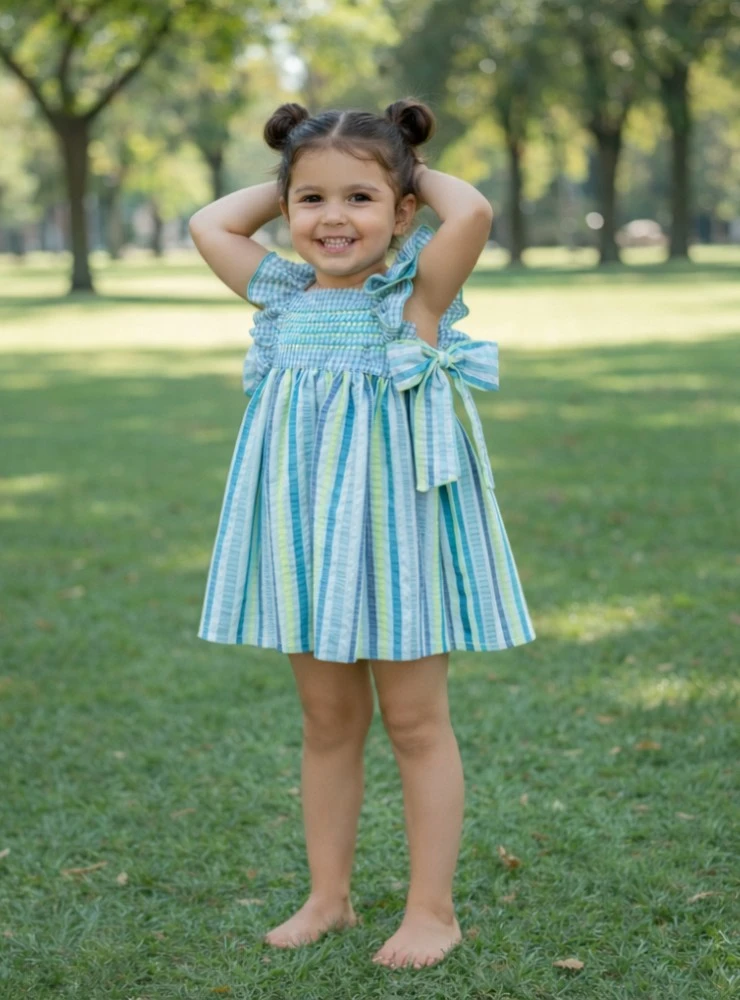 Striped baby outfit and bloomers