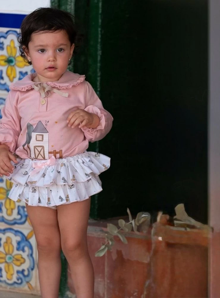 Sudadera y braguita para niña colección Granja de Pio Pio