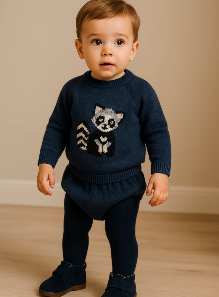 Sweater and panties for boys from the Mon Petit Raccoon Collection