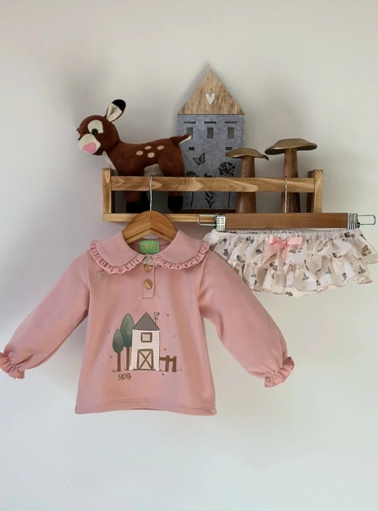 Sweatshirt and panties for girls from the Granja de Pio Pio collection