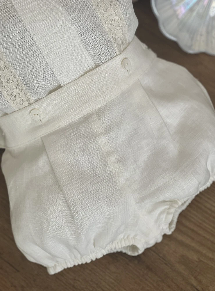 Sweet Collection boys' formal outfit with short-sleeved shirt and linen bloomers