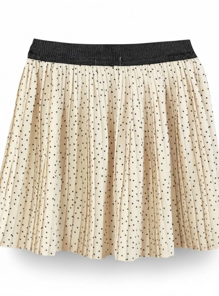 T-shirt and pleated skirt set. Free appliqué.