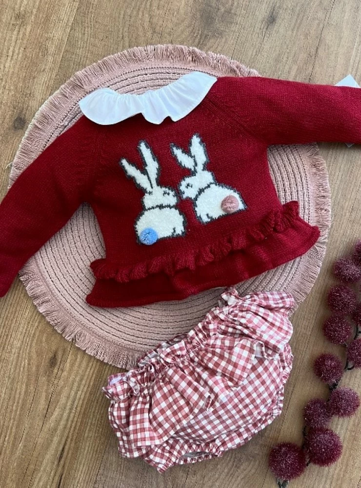 Three-piece baby girl set Bunnies Collection