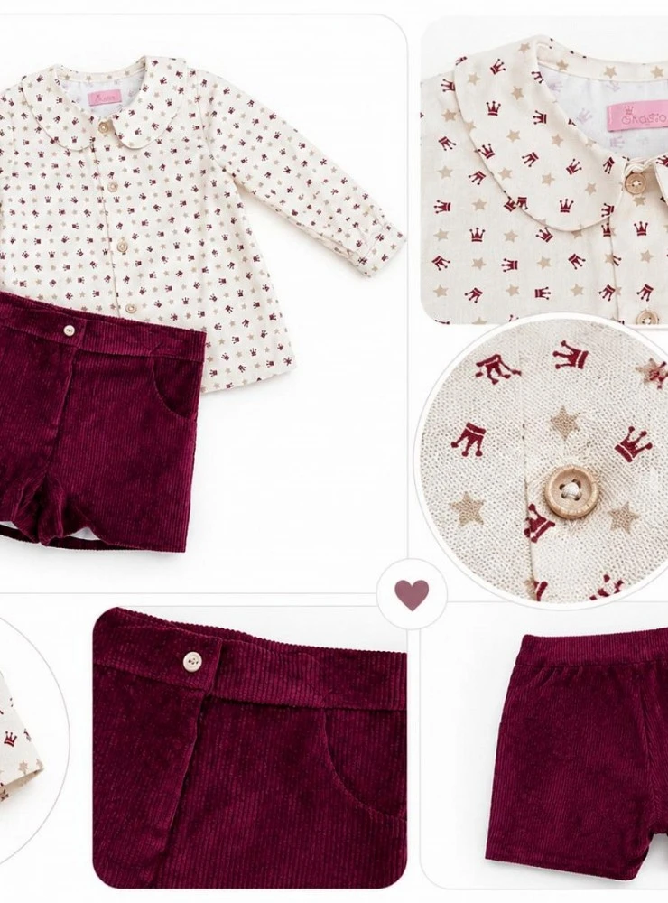 Three-piece burgundy children's outfit – Eva Castro