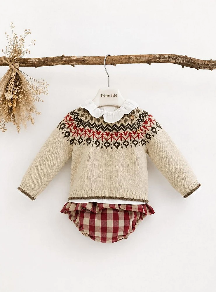 Three-Piece Greek Key Set for Baby Girl