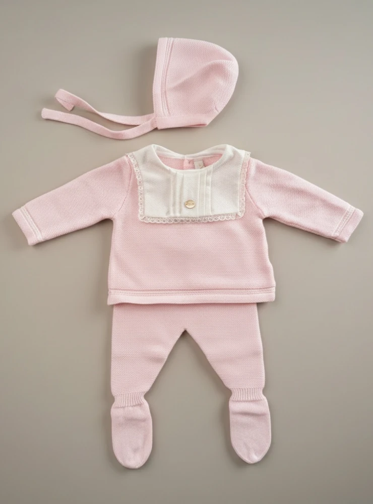Three-piece outfit for baby girl, pink, Montreal Collection