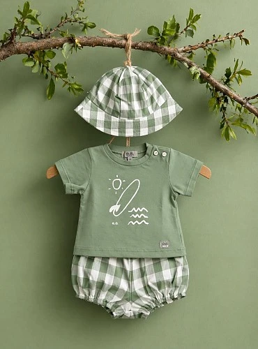 Three-piece set for boys, dusty green