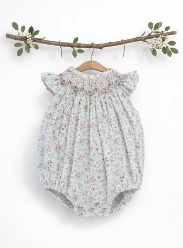 Toronto collection baby romper with smocked knit