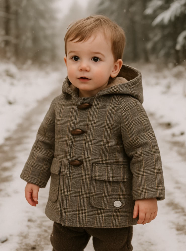 Trenka-style coat for boys London collection by José Varon