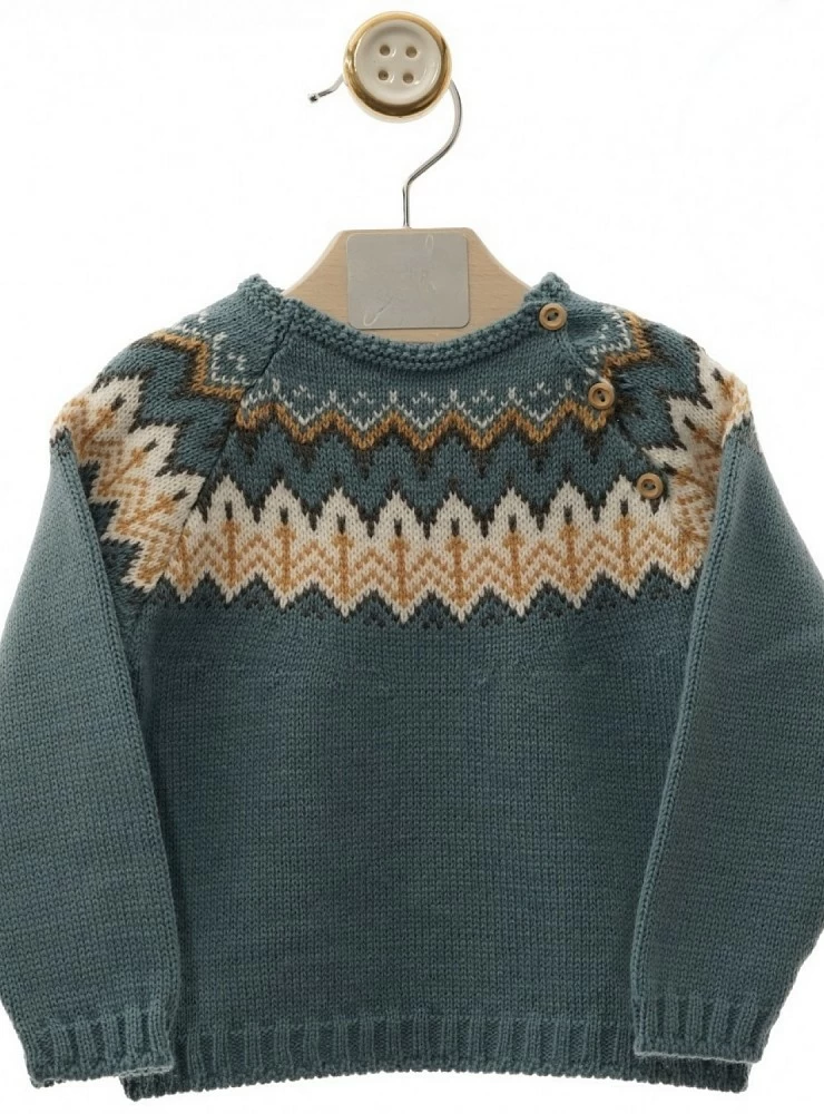 Turquoise knit sweater for boy