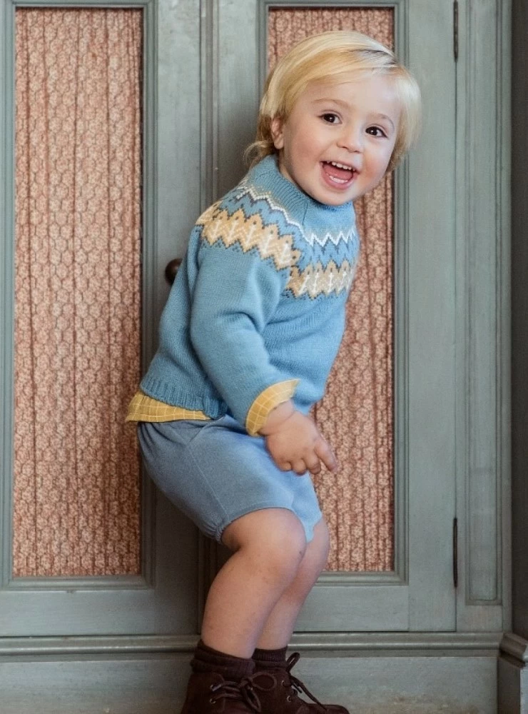 Turquoise knit sweater for boy