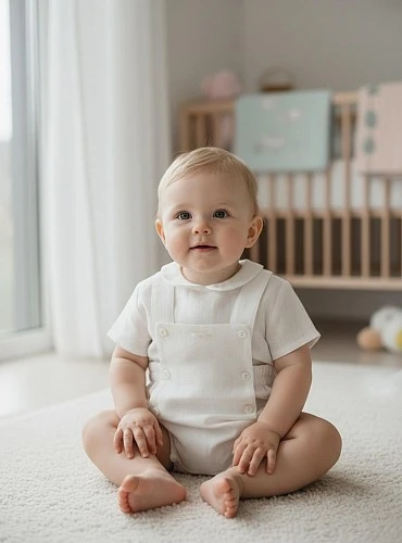 Two-piece linen set for boys. Amber Collection.