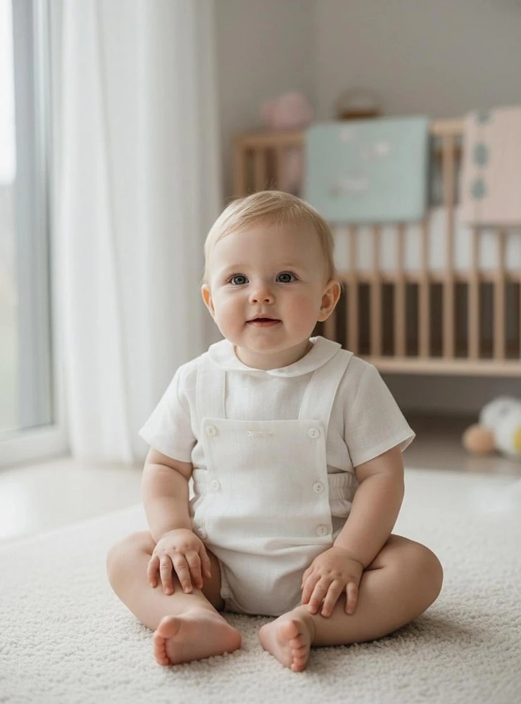 Two-piece linen set for boys. Amber Collection.