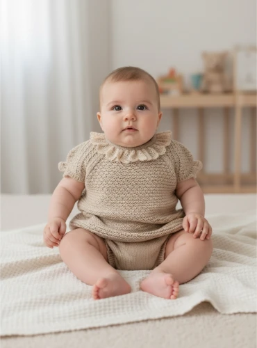 Two-piece outfit for girls in sand color
