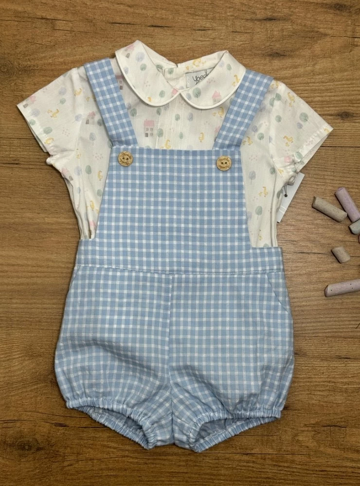 Two-piece set for children, dungarees and blouse, Delfín collection