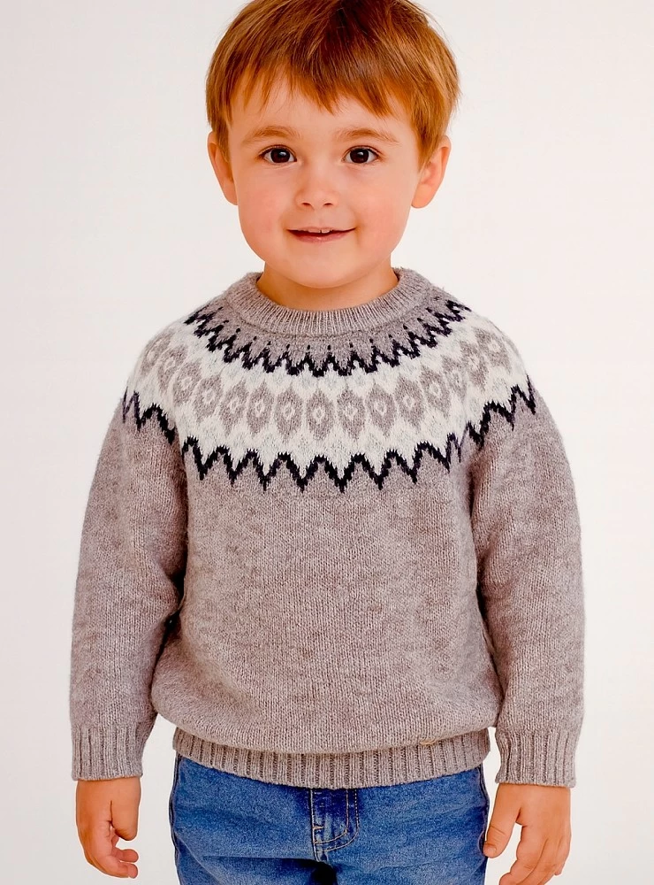 Two-tone jacquard knit sweater, Sherwood model