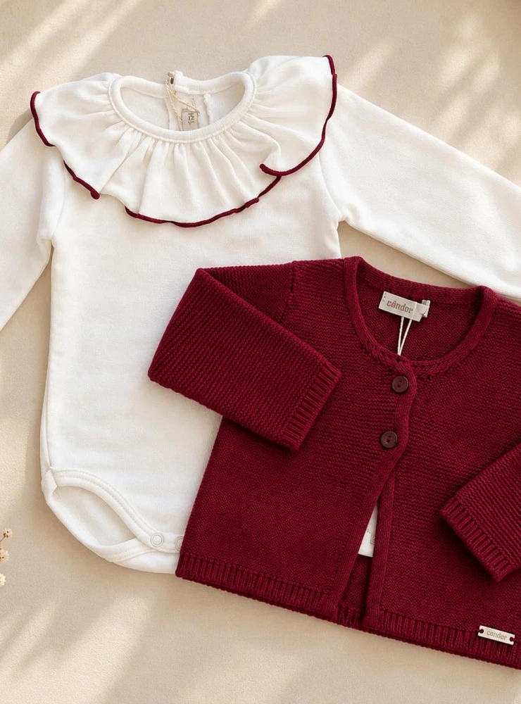 Unisex Baby Set in Burgundy with Cóndor Jacket and Bodysuit