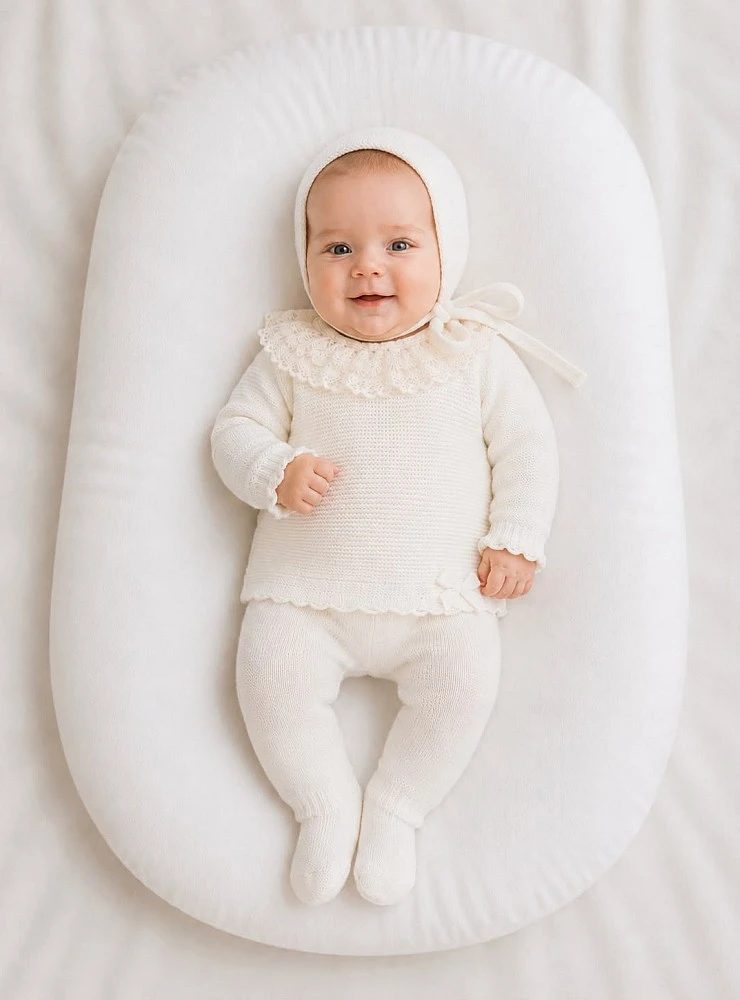 Unisex beige baby dress and ceremony outfit