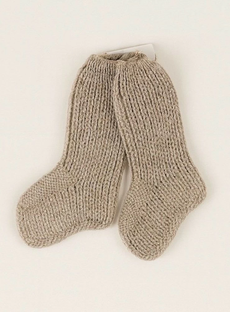 Unisex booties made of merino wool in sand color