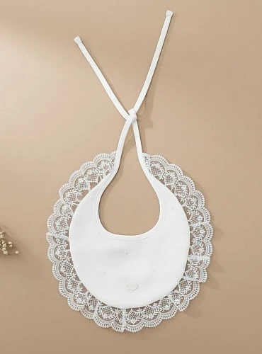 Unisex christening bib from the Victoria collection