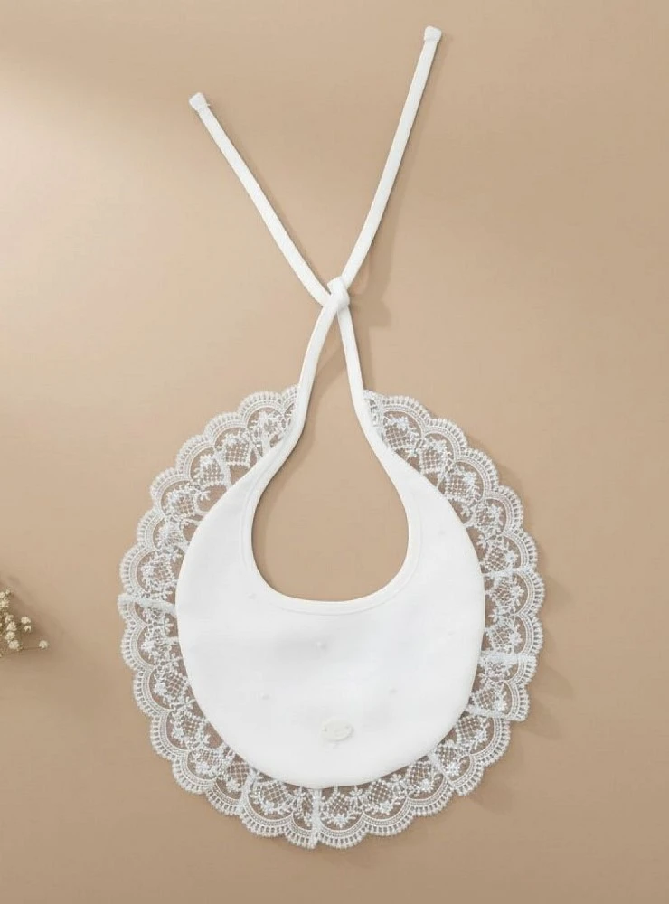 Unisex christening bib from the Victoria collection