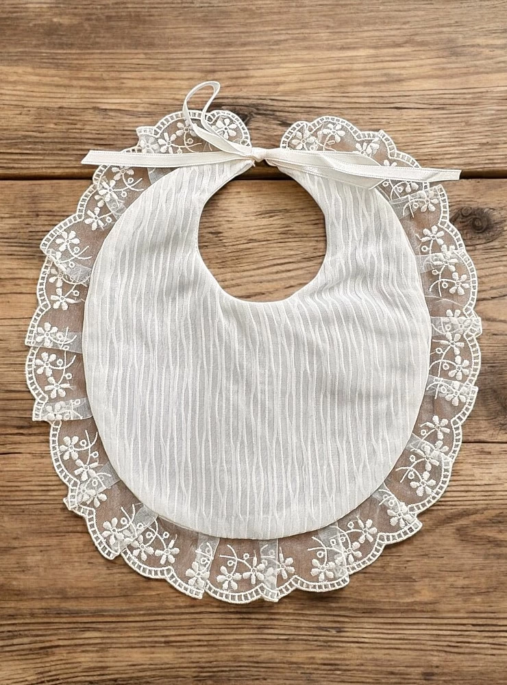 Unisex christening bib. Waves collection.
