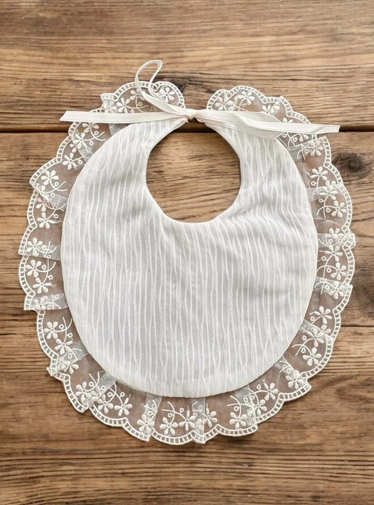 Unisex christening bib. Waves collection.