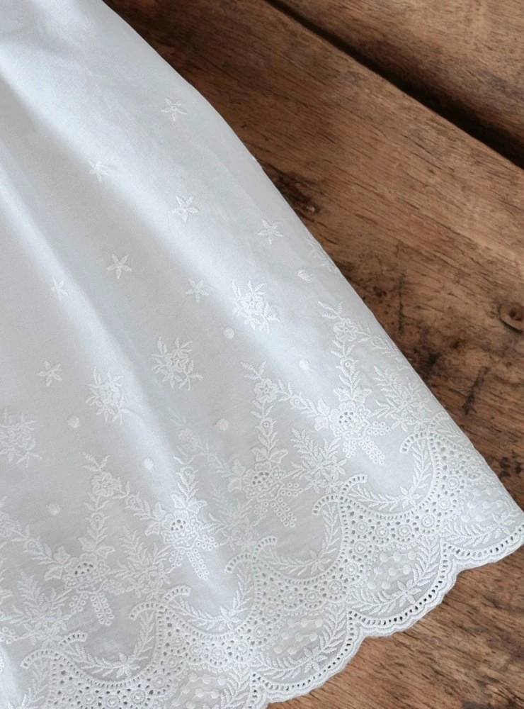 Unisex christening gown with knitted bonnet | Dalia Collection