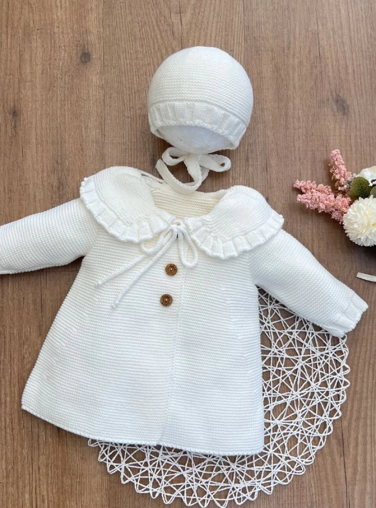 Unisex coat and special bonnet set Baptism or dress