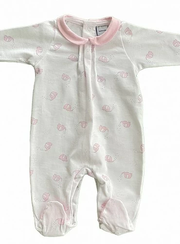 Unisex cotton romper, elephants print. Three colors. P-Summer