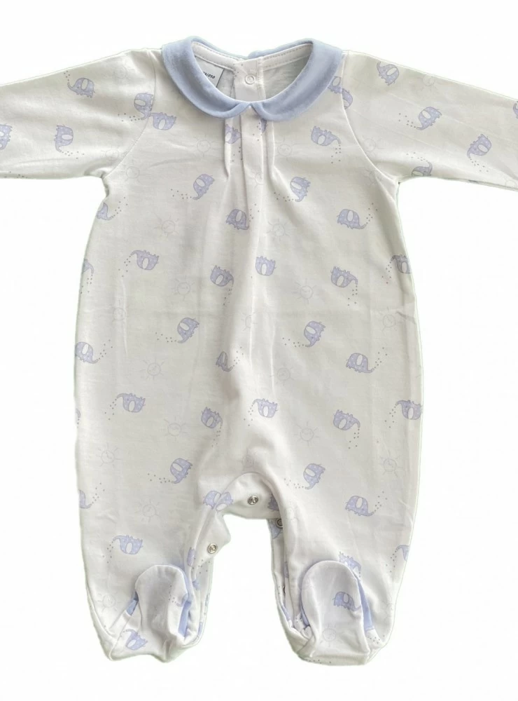 Unisex cotton romper, elephants print. Three colors. P-Summer