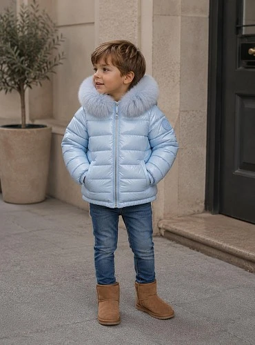Unisex Down Coat with Detachable Natural Fur