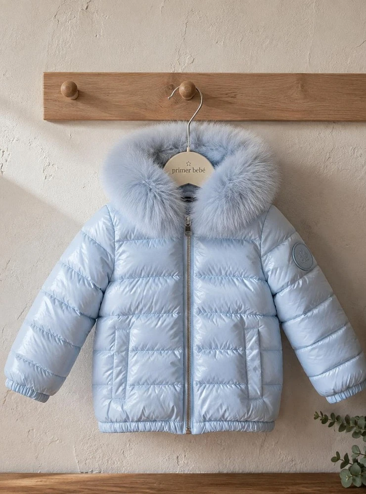 Unisex Down Coat with Detachable Natural Fur