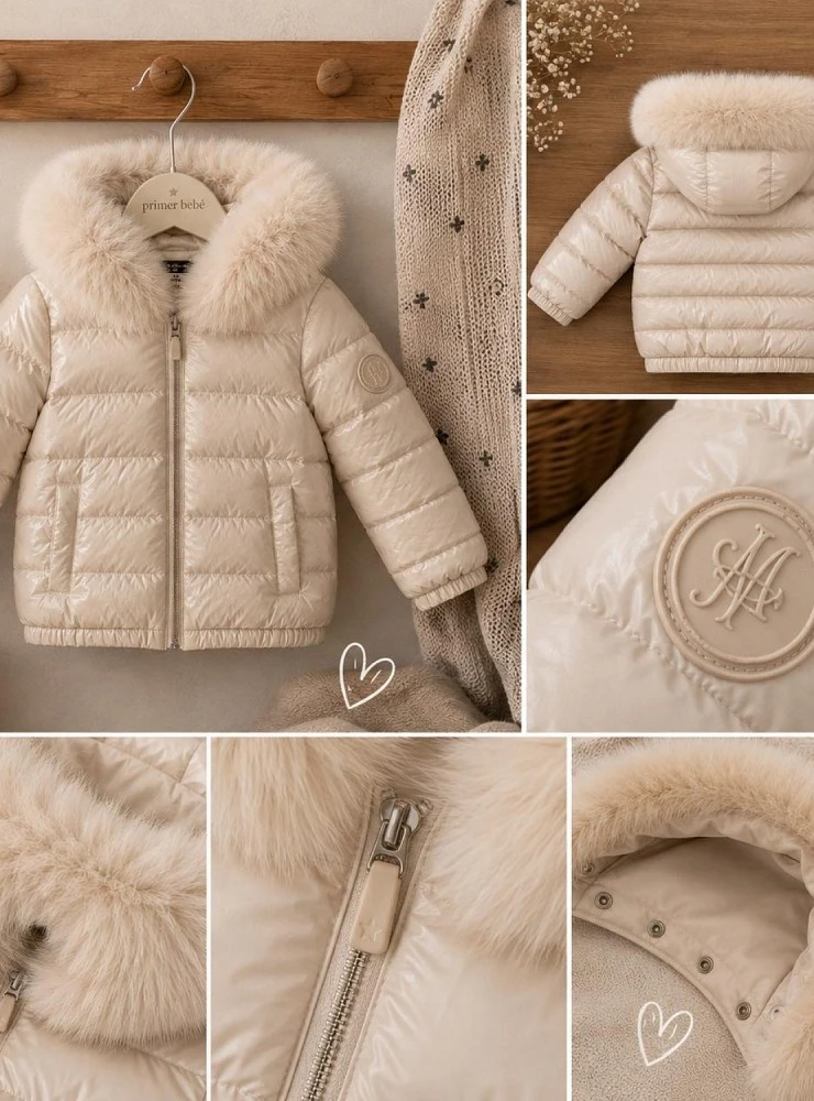 Unisex Down Coat with Detachable Natural Fur