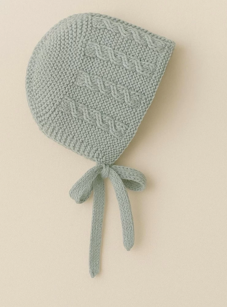 Unisex green silk knit bonnet
