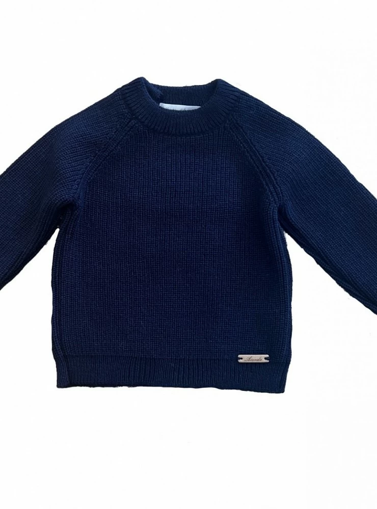 Unisex jumper in navy or charcoal gray English rib. Khardal Collection