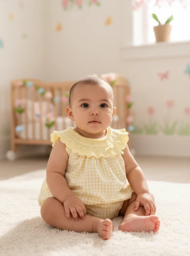 Unisex knit and fabric romper with gingham in two colors