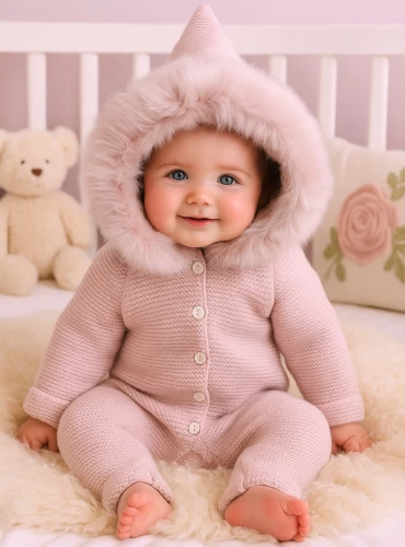 Unisex knit jumper with fur hood