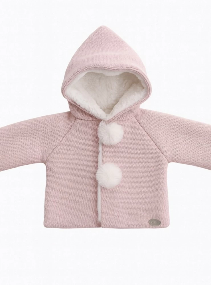 Unisex knitted trench coat with fur inside