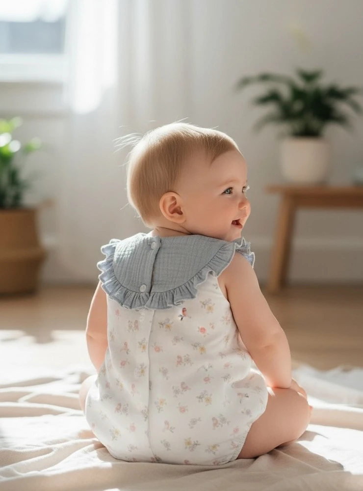 Unisex muslin romper Provencal Collection