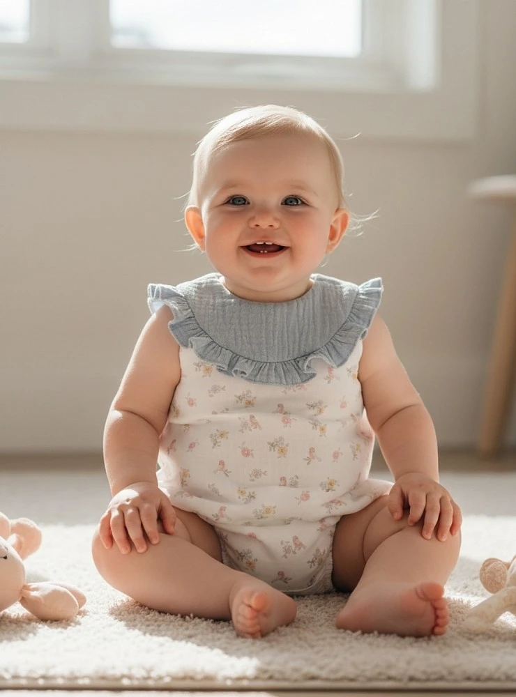 Unisex muslin romper Provencal Collection