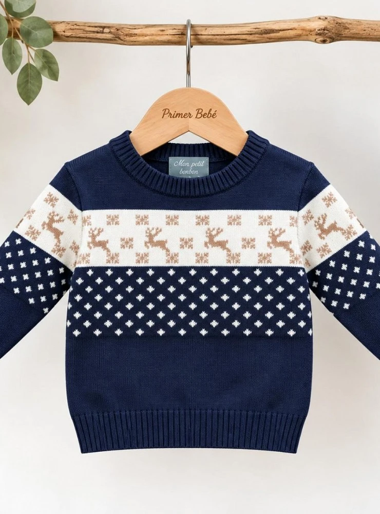 Unisex navy blue reindeer sweater
