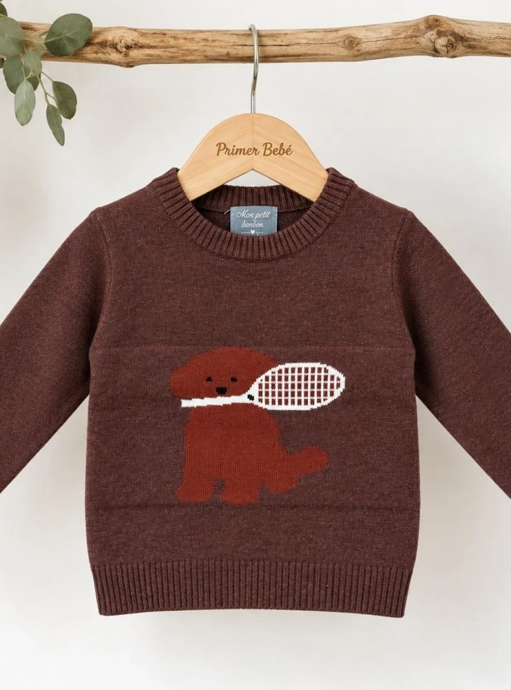 Unisex "Racket" collection sweater with a little dog