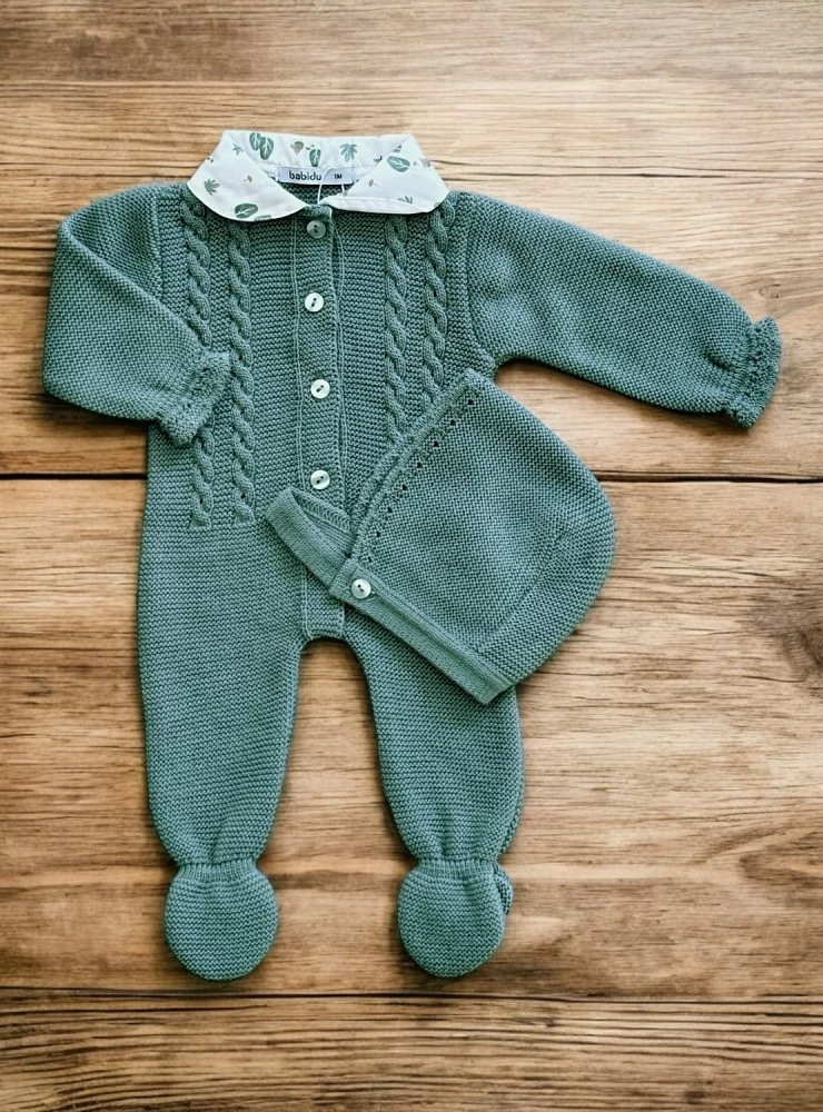 Unisex romper and bonnet set, Fiordo collection