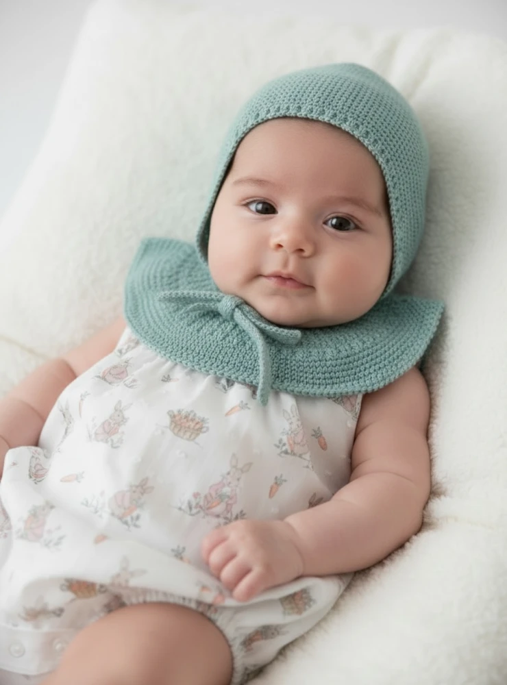 Unisex romper and bonnet set from the Irina Collection