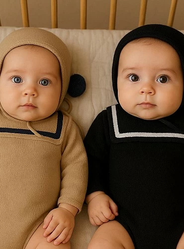 Unisex romper and hat set in two colors