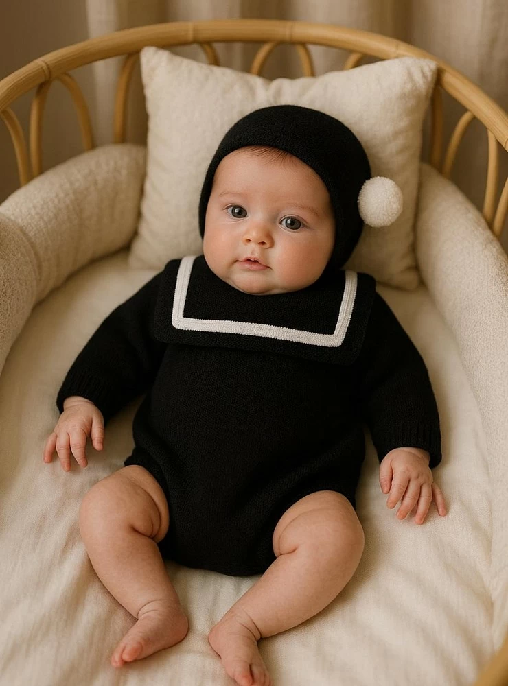 Unisex romper and hat set in two colors