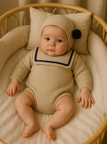 Unisex romper and hat set in two colors